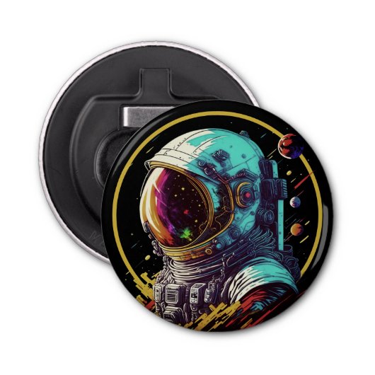 Retro Astronaut Bottle Opener – Verken elk schip (Voorkant)