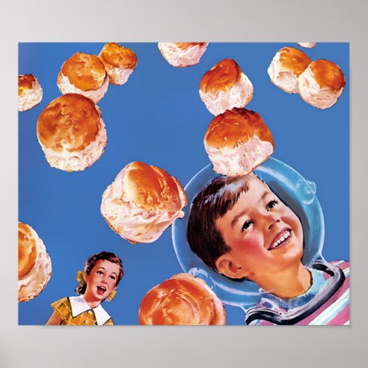 Retro Astronaut Boy Biscuits Poster (Voorkant)