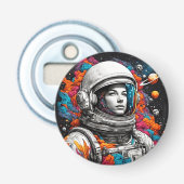 Retro Astronaut Girl Bottle Opener (Voorkant)