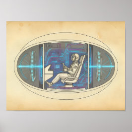Retro astronaut in futuristische UAP Poster