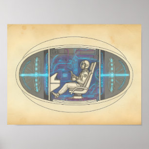 Retro astronaut in futuristische UAP Poster