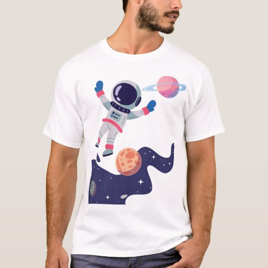 Retro Astronaut – Ruimte Avontuur T-shirt (Voorkant)