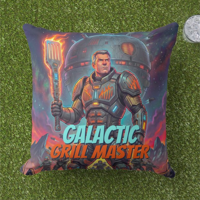 Retro Astronaut Ruimte BBQ Strip Decoratie Buitenkussen (Gras)