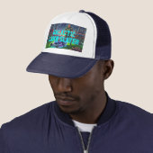 Retro Astronaut Ruimtegrasmaaier Galactische Gazon Trucker Pet (In situ)