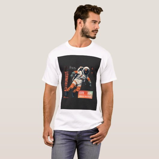 Retro Astronaut Spacewalk Illustratie -  T-shirt (Voorkant volledig)