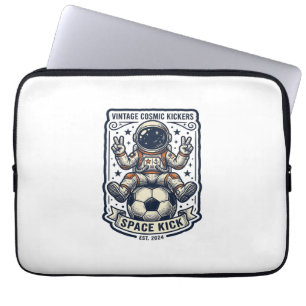Retro Astronaut Voetbal Vredesteken Shirt Ontwerp_ Laptop Sleeve