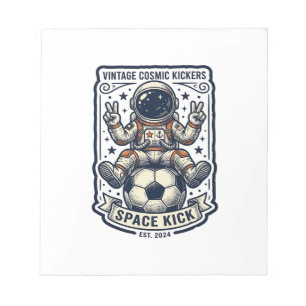 Retro Astronaut Voetbal Vredesteken Shirt Ontwerp_ Notitieblok