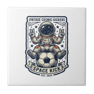 Retro Astronaut Voetbal Vredesteken Shirt Ontwerp_ Tegeltje