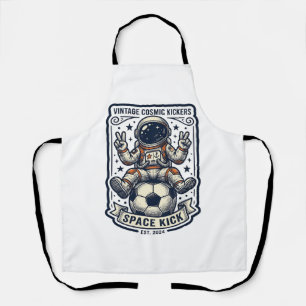 Retro Astronaut Voetbal Vredesteken T-shirt Ontwer Schort