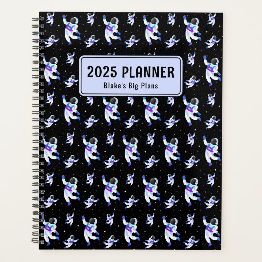 Retro astronauten zweven in de ruimte Custom Plann Planner (Voorkant)