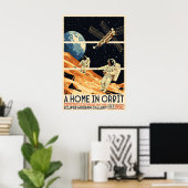 Retro Astronauts in Space Print Mid-Century Modern (Thuiskantoor)