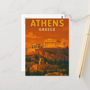 Retro Athene Griekenland Reizen Briefkaart