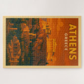 Retro Athene Griekenland Reizen Legpuzzel (Horizontaal)