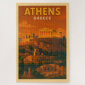Retro Athene Griekenland Reizen Legpuzzel (Verticaal)