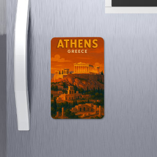 Retro Athene Griekenland Reizen Magneet