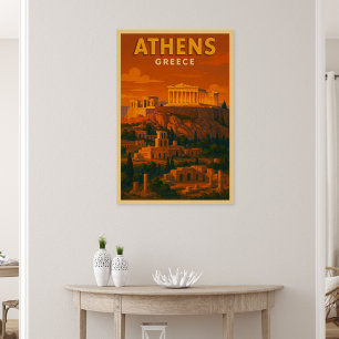 Retro Athene Griekenland Reizen Perfect Poster
