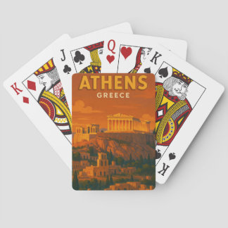 Retro Athene Griekenland Reizen Pokerkaarten