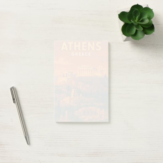 Retro Athene Griekenland Reizen Post-it® Notes (Kantoor)