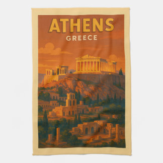 Retro Athene Griekenland Reizen Theedoek
