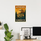 Retro Athene in  Art Deco Stijl Reizen Poster (Thuiskantoor)