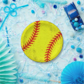 Retro Athletic Softball Fastpitch Game Day Style Papieren Bordje (Feest)