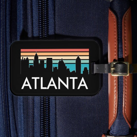 Retro Atlanta Georgia  Sunset Skyline Bagagelabel (Voorkant Insitu 4)