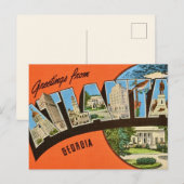 Retro Atlanta Groeten Briefkaart (Voorkant / Achterkant)