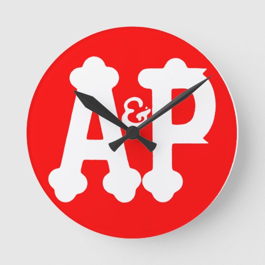 Retro Atlantic & Pacific Grocery Store Wall-klok Ronde Klok (Voorkant)