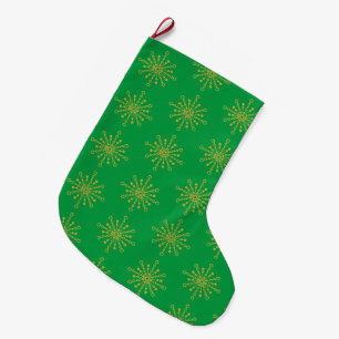 Retro Atomair Mid-Century Mod Groen Goud Grote Kerstsok