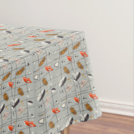 Retro Atomair Patroon Oranje Grijs Wit Zwart Tafelkleed