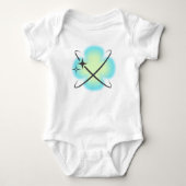 Retro Atomair Turquoise Bloem Romper (Voorkant)
