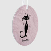 Retro Atomair Zwarte Kat Gepersonaliseerd Ornament (voorkant)