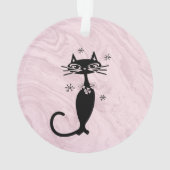 Retro Atomair Zwarte Kat Gepersonaliseerd Ornament (achterkant)