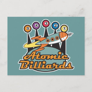 retro atomaire biljart bord briefkaart