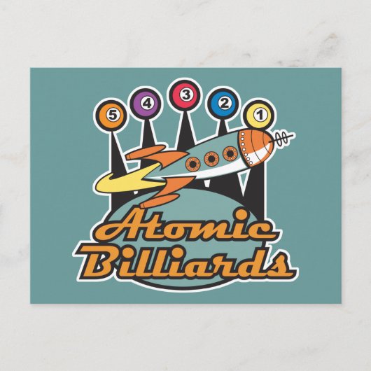 retro atomaire biljart bord briefkaart (Voorkant)