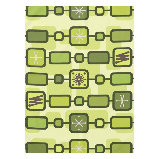 Retro atomaire geometrische kunst chartreuse tafelkleed (Voorkant)