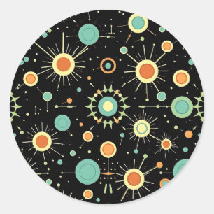 Retro atomaire stervontploffing midcentury patroon ronde sticker