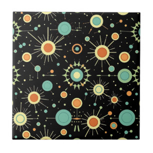 Retro atomaire stervormige explosie midcentury pat tegeltje