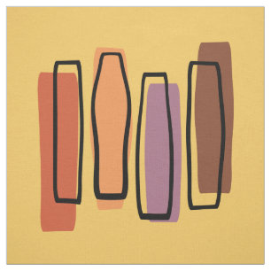Retro Atomic Abstract Art "Pillars" Stof