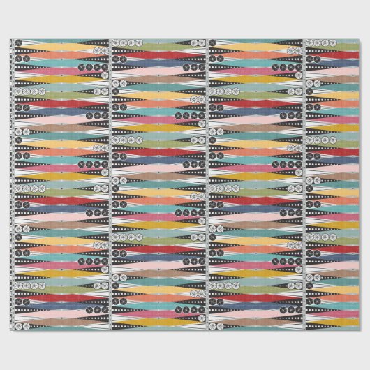 Retro Atomic Age Backgammon Cadeaupapier (Vlak)