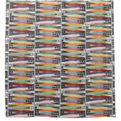 Retro Atomic Age Backgammon Douchegordijn (Voorkant)