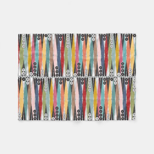 Retro Atomic Age Backgammon Fleece Deken (Voorkant (Horizontaal))