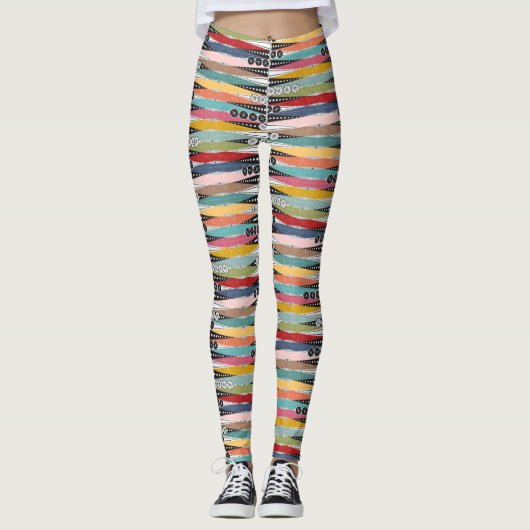 Retro Atomic Age Backgammon Leggings (Voorkant)