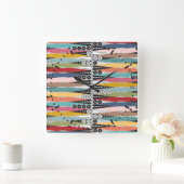 Retro Atomic Age Backgammon Vierkante Klok (Huis)