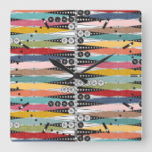 Retro Atomic Age Backgammon Vierkante Klok (Voorkant)