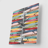 Retro Atomic Age Backgammon Vierkante Klok (Hoek)