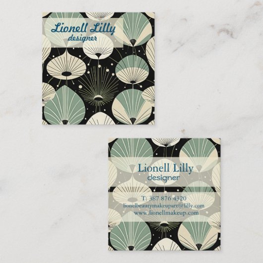 Retro Atomic Age geometrisch modern patroon Vierkante Visitekaartje (Voorkant / Achterkant)