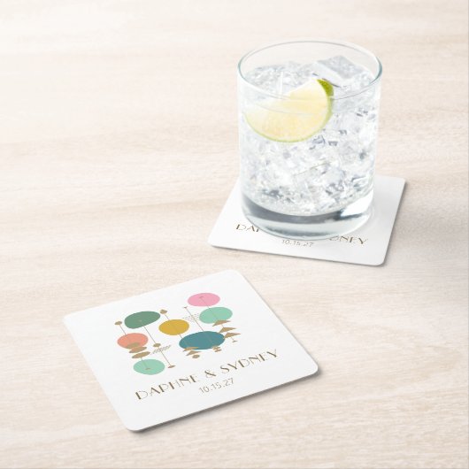 Retro Atomic Age Mid Century Modern Custom Bruilof Kartonnen Onderzetters (Insitu)