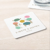 Retro Atomic Age Mid Century Modern Custom Bruilof Kartonnen Onderzetters (Schuin)