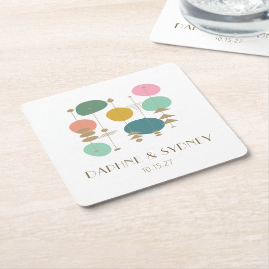 Retro Atomic Age Mid Century Modern Custom Bruilof Kartonnen Onderzetters (Schuin)